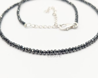 Black Diamond-kralenketting: 3 mm rondelle-kralen, handgemaakte sieraden