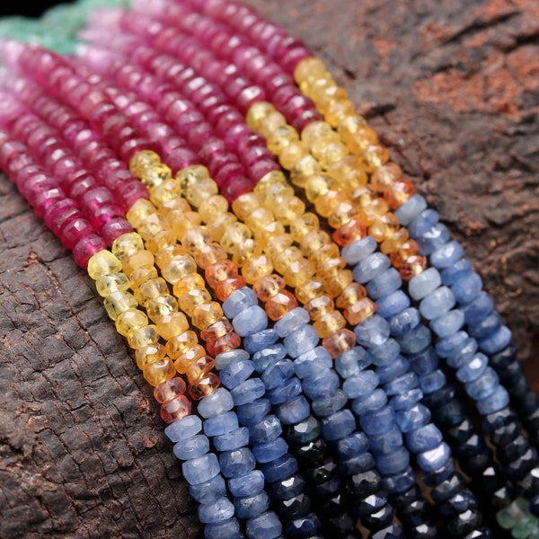 BESTSELLER 3 - 4 mm Multi Precious Faceted Rondelle Beads Precious Multi Rainbow Bead Natural Sapphire Bead Bead Personalized Handmade Gift