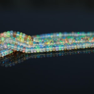 AAA+ Quality Ethiopian OPAL SMOOTH Rondelle Bead 100% Natural Ethiopian Opal Bead Rondelle Bead Multi Fire Opal Personalized Birthday Gift