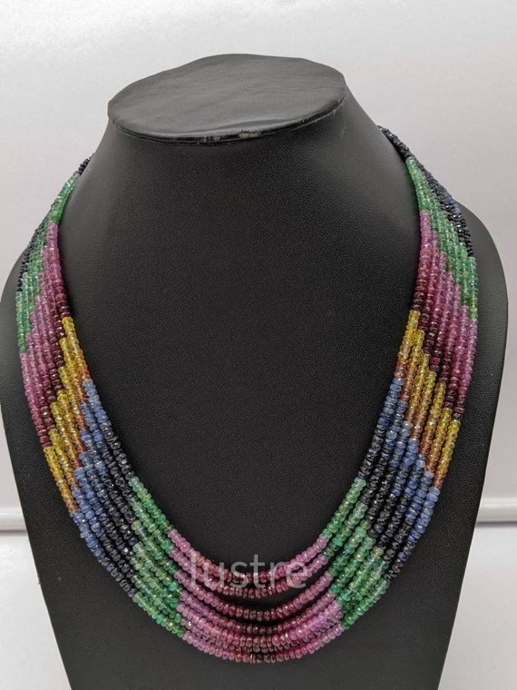 Collier Long 7 Rangs De Perles Multicolores - Style Vintage Années 70 Hippie Chic