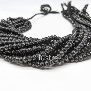 Black Spinel Faceted Rondelle Beads: AAA+ Gemstone Jewelry Making