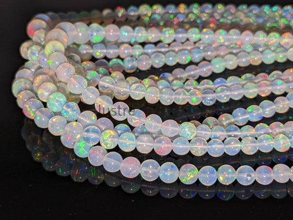 A.R Gems Natural AAA Ethiopian Opal Stone Beads Strand, Smooth Multi