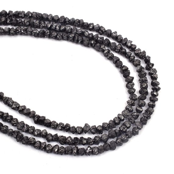 Kashish Gems & Jewels Perles rondes à facettes en diamant noir naturel AAA+ | Fil de 20,3 cm | Perles rares AAA+ en vrac à facettes
