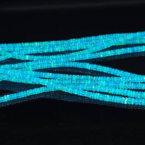 Natural Ethiopian Opal Beads: AAA+ Blue Opal Rondelle Strand, 3-5mm
