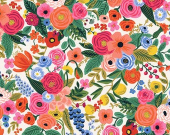 Rifle paper co Garden Party - Cream Fabric/ RP100-CR1 Wildwood cotton woven/ floral fabric/ apparel quilting