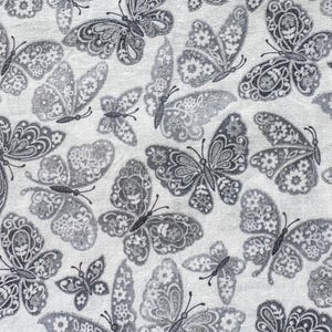 White Silver Glitter Butterfly Cotton woven Fabric/ wedding Metallic apparel fabric/ sparkle Quilting dress fabric diy for sewing crafting