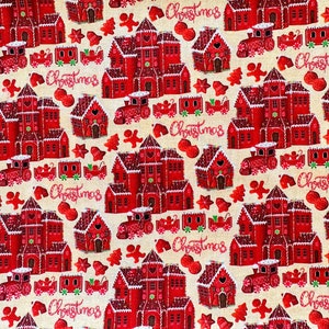 Christmas gingerbread house fabric/ cotton woven fabric/ gingerbread men fabric/ quilting fabric/ holiday winter fabric/ designer fabric