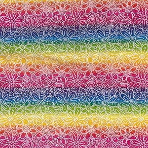 Rainbow Flower cotton woven Fabric/ Floral Pride Fabric/ Spring Summer tropical fabric/ easter Quilting fabric/ Sewing, Crafts Home Projects