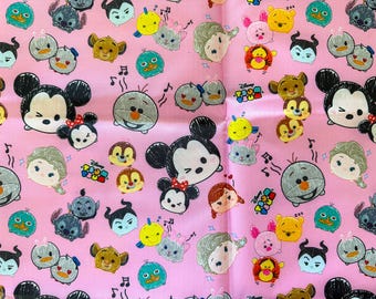 Tessuto impermeabile Disney Topolino e Minnie / Tessuto in PVC rosa Chip Dale – Tessuto vinilico personalizzato con personaggi / Simpatica stampa Disney per borse e pochette