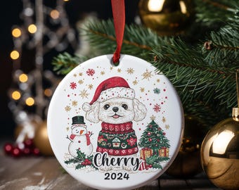 Custom white Poodle Christmas Ornament - Personalized Doodle Dog Gift for Dog Lovers | Unique Holiday Decor