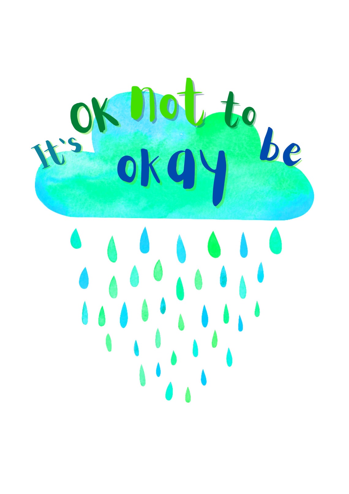 Its Ok Not to Be Okay Kids Print available in 4 Colours | Etsy UK