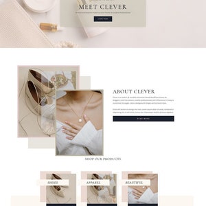 Clever | Feminine WordPress Theme, Kadence Child Theme, Blog Theme, Ecommerce, Online Shop, Coaches, Podcast, Services, Elementor Template