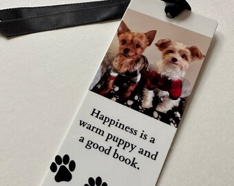 Marcapáginas personalizado con foto de mascota y cinta: estilo fotomatón personalizado.