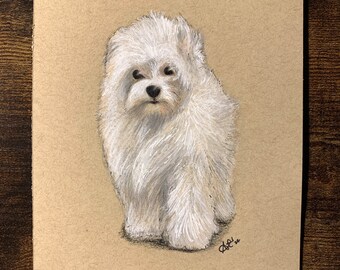 Retrato personalizado de mascota: Ilustración a mano con lápices de colores (5x7 o 8x10 pulgadas)