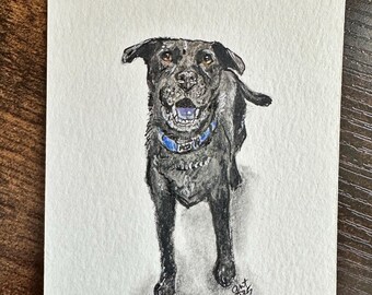 Retrato de mascota personalizado: acuarela y tinta de 5 x 7,6 cm, arte conmemorativo para mascotas