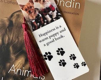 Marcapáginas personalizado con foto de mascota: Marcapáginas laminado personalizado con borla.