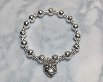 925 bracelets extensibles à charme de cœur de cœur d’arc en argent sterling, bracelets de cœur d’arc, bracelets de cœur d’arc en argent, bracelets en argent, bracelets pour femmes