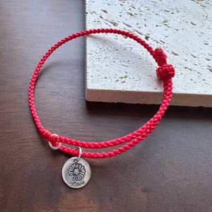 925 sterling silver flower red string bracelet lucky bracelet Minimalist woven bracelet