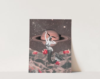 Capricorn Zodiac Art Print: Mountain Goat Astrology Poster