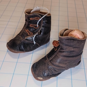 Antique Leather Side Button Child’s Boots Great for Doll Shoes