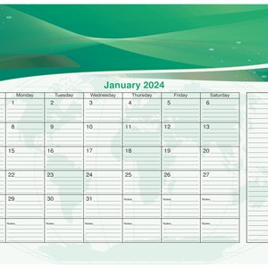 Desk Calender 2024 Green