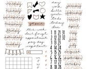 Minimalist Neutral Calendar Digital Stickers for Goodnotes Planner Month Weeks Days Basic Functional iPad Digital Planner Stickers BUJO PNG
