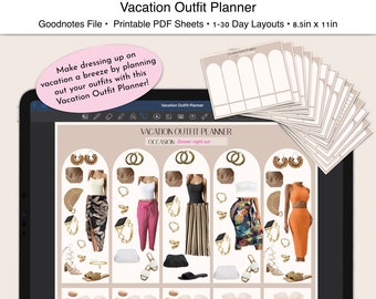Digital Vacation Outfit Planner, Travel Wardrobe Planner, Holiday Wardrobe, Printable Outfit Planner, Goodnotes File, iPad, Digital Planner