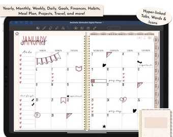 Aesthetic Neutral Digital Planner, Undated (PDF Download)
