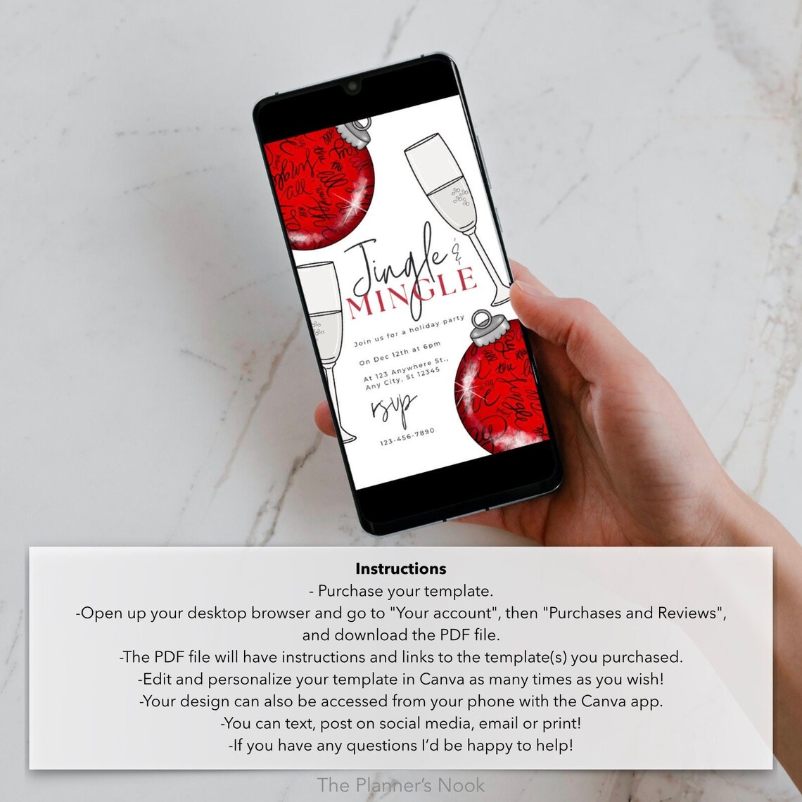 Jingle &amp; Mingle, Editable Invitation, Mobile Invitation, Christmas ...