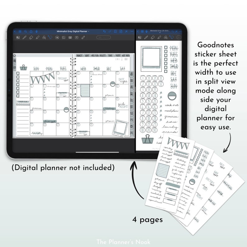 Minimalist Gray Daily Life Digital Stickers for Goodnotes Planner Month ...