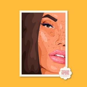 Bold and Beautiful, female portrait, feminine, freckles - Digital Print