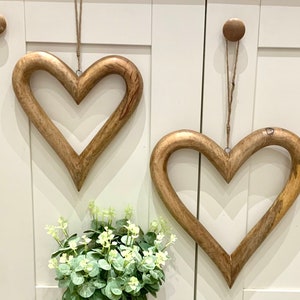 Rustic Hanging Heart Valentine Galentine Hearts Rustic Decor Heart  Decoration Present Tags Wooden Log Heart Decoration -  UK