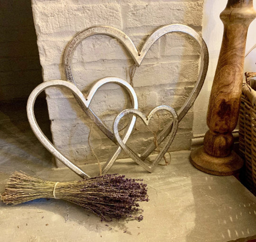 Large Hanging Rustic Metal Heart Wall Decor Nordic 3 Sizes Etsy UK