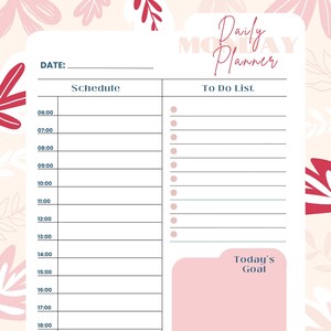 Floral Digital Daily Planner Printable Weekly US Letter A5 - Etsy