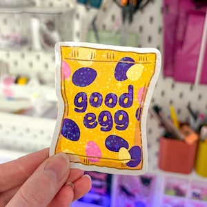 Good Egg Mini Egg Chocolate Holographic Sticker | Vinyl Waterproof Sticker, Cute Sticker, Water Resistant, Baking, Chocolate, Sweets, Easter