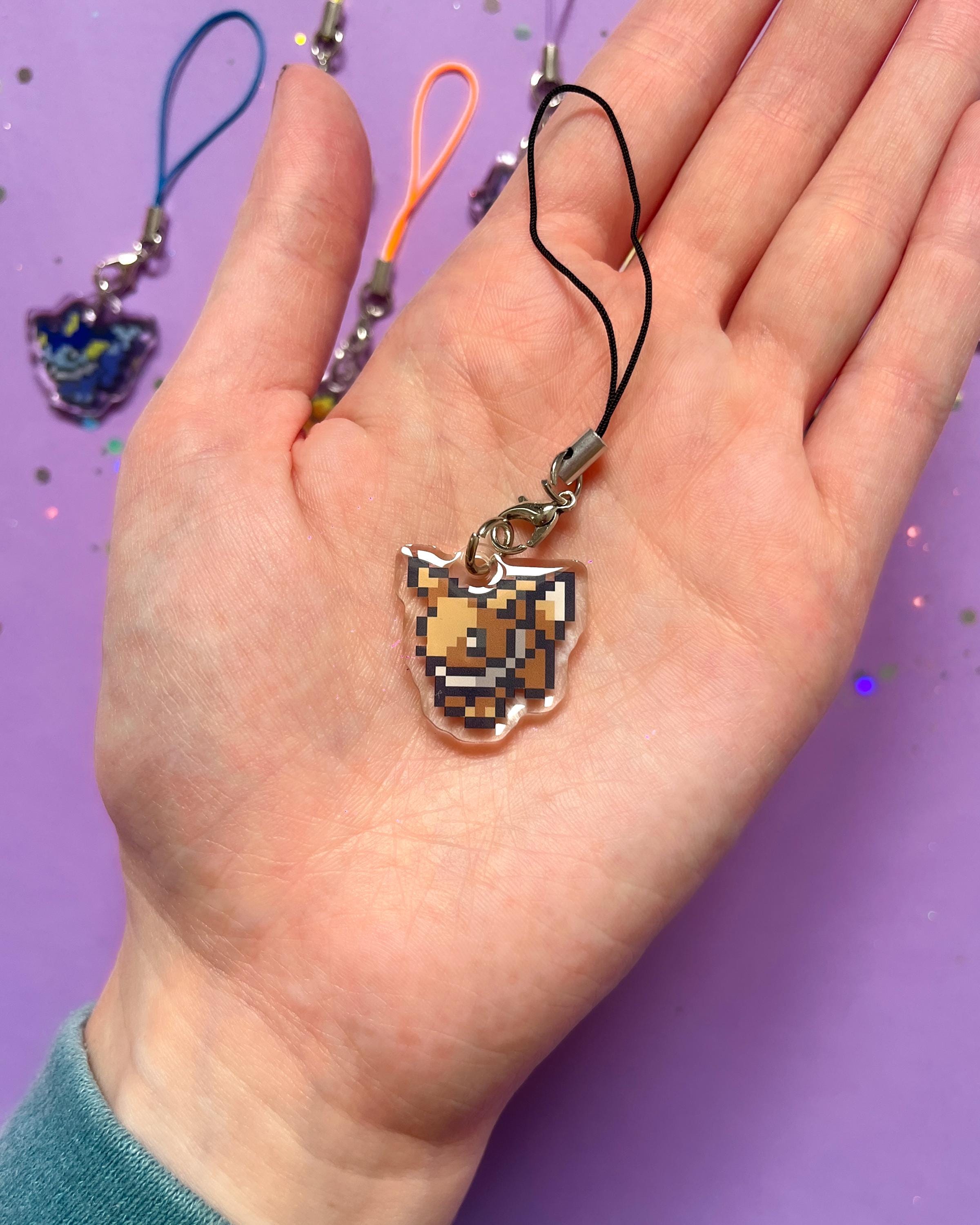 Eeveelution Pixel Pokemon Phone Charm | Keychain, Eevee Keyring