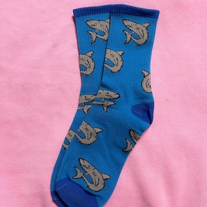 Blue Shark Socks | Small Gift, Cotton , Novelty Gifts, Cosy Season, Autumn, Stocking Filler, Colourful, Gifts For Him Her, Animal, Christmas