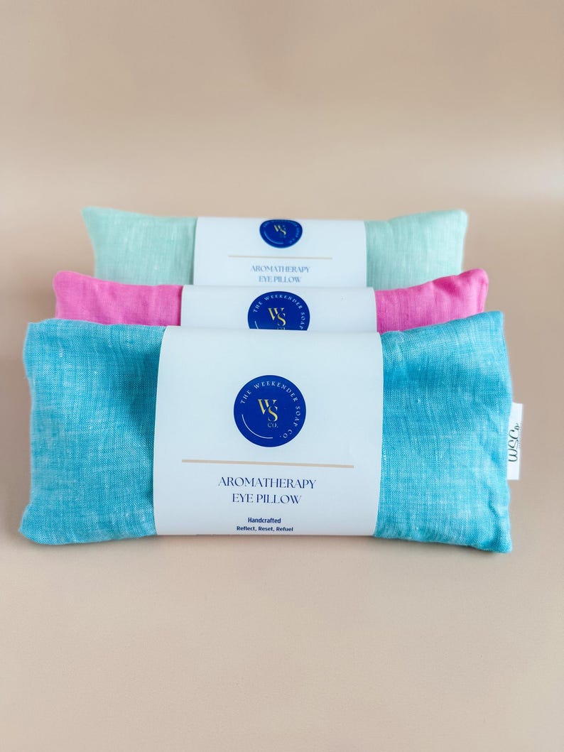 Aromatherapy Weighted Eye Mask Eucalyptus Spearmint Linen Eye Pillow Organic Flaxseed Cooling Meditation Mask Heated Selfcare Gift for Mom image 10
