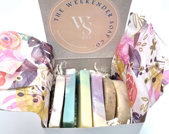 Mini Soap Variety Box Sampler Set of 6 Handmade Soap Sample Pack Travel Size Soap Natural Soap Ends Gift Box Set for Her Gift for Mom