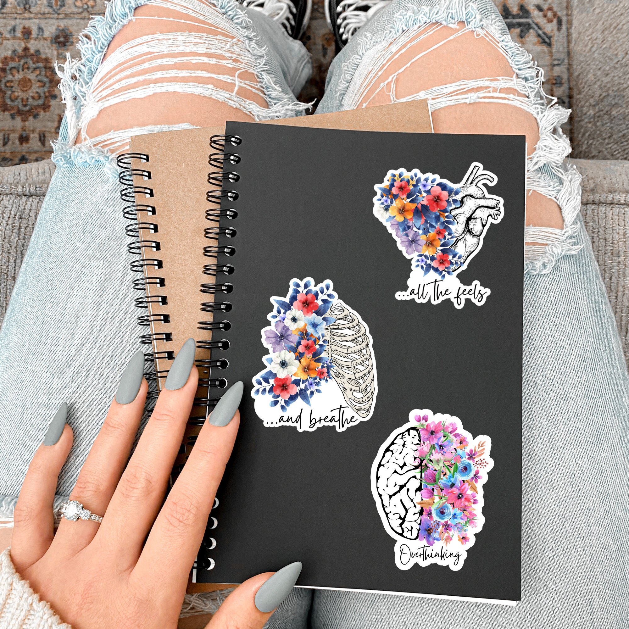 Watercolor Mental Health Sticker Pack Positive Affirmations Vinyl Die ...