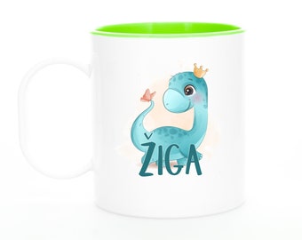 Personalized Plastic Green Mugs for Kids / Unbreakable / Cute designs / Tractor Dinosaur Firefighter / Name mugs