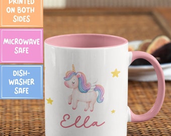 Unicorn Pink Mug - Personalized Kids Mug with cute unicorn - Personalized name mug Unicorn - Birthday gift mug - Gift for girl Unicorn