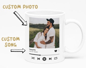 Custom Photo mug - Anniversary gift - Personalized couple mug - Music player mug - Gift for her - Gift for him - Birthday gift - wedding