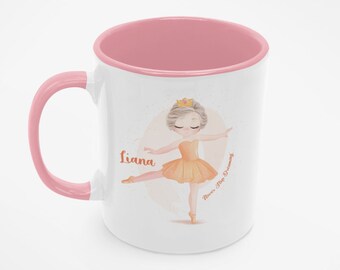 Cute Ballerina Mug | Personalized Hot Cocoa Mug / Kids Mugs For Hot Chocolate / Girl Dancer mug