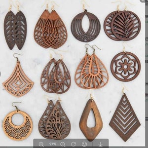 Wood Earrings for woman, Wooden Earrings, Natural Wooden Earrings, Laser Cut Earrings, Lightweight Earrings, Mandala Earrings, Boho earrings