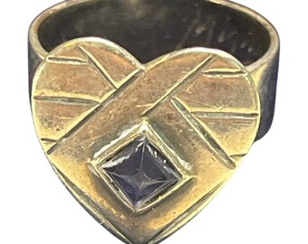Mignon Faget Sterling Silver Heart Ring with Amethyst