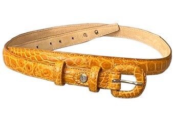 Tan skinny alligator belt made in Italy size 105