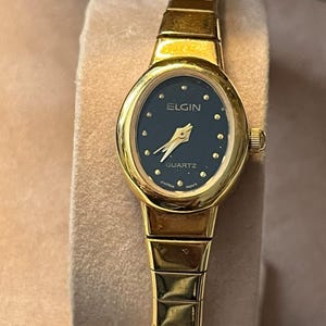 Elgin Ladies Quartz Watch Gold Tone Black Dial EJ192-048 NIB  display picture 1