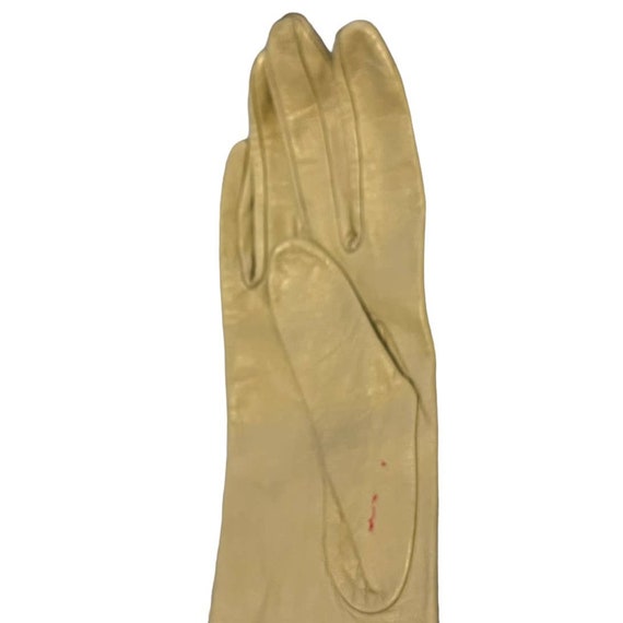 Vintage Long ecru leather gloves Size 6.5 - image 10