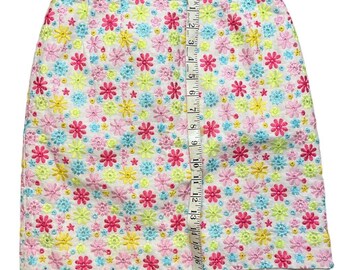 Lilly Pulitzer Multi Color Floral Embroidered Mini Skirt Size 2 Vintage
